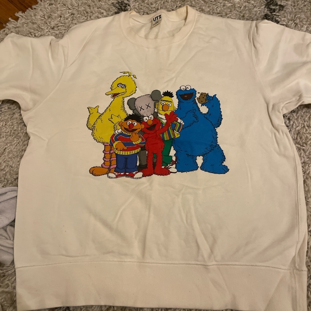 Kaws x Uniqlo x Sesame Street Cream Sweatshirt